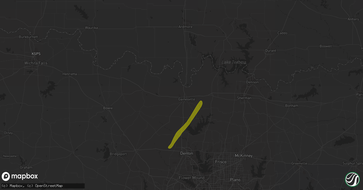 Hail map in Gainesville, TX on February 14, 2017