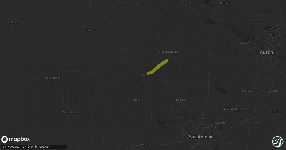 Hail map in Kerrville, TX on February 14, 2017