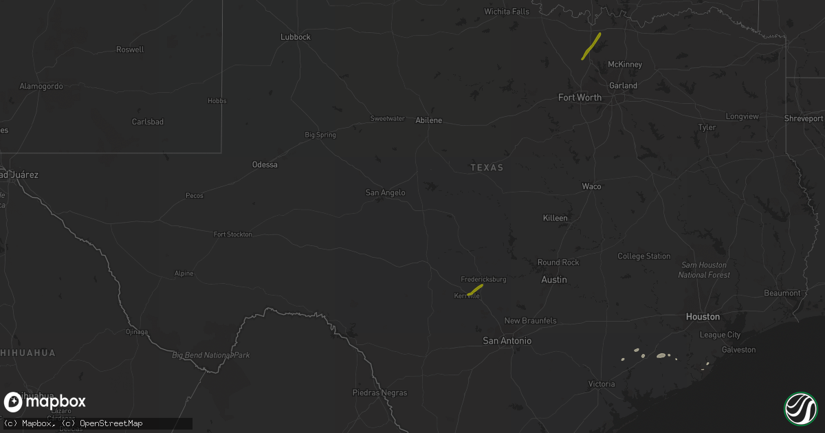 Hail map in Texas on February 14, 2017