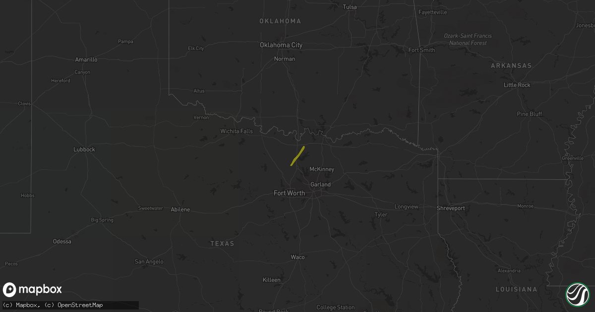 Hail map on February 14, 2017