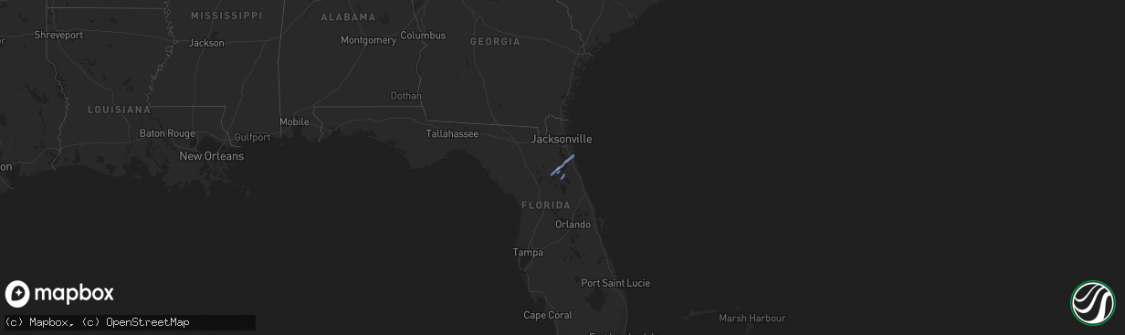 Hail map in Florida on February 14, 2021