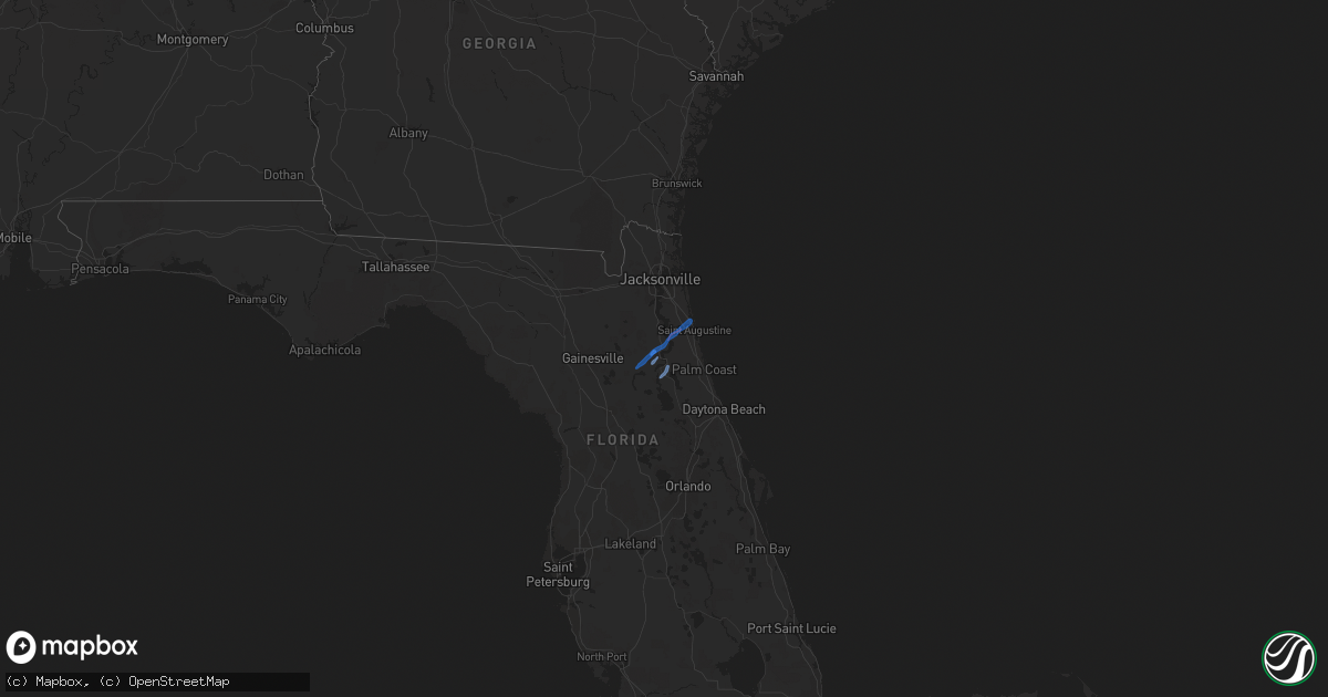 Hail map in Florida on February 14, 2021