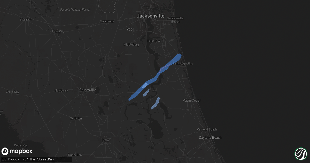 Hail map in Palatka, FL on February 14, 2021