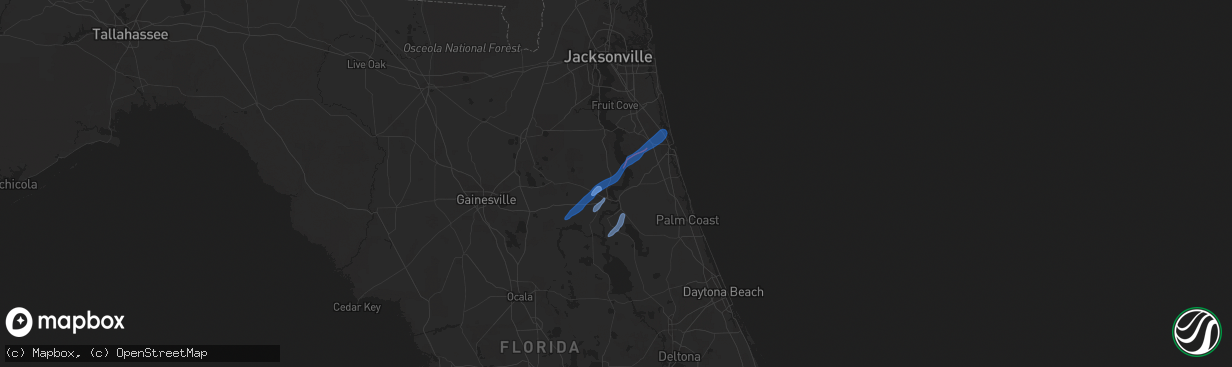 Hail map in Pomona Park, FL on February 14, 2021
