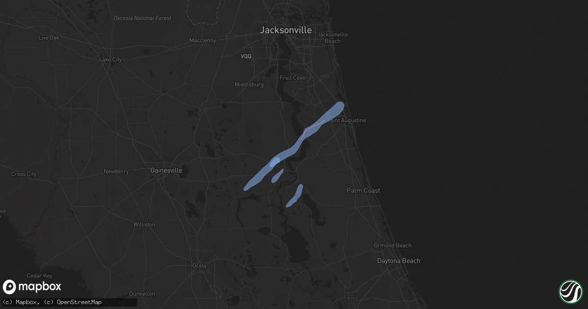 Hail map in San Mateo, FL on February 14, 2021