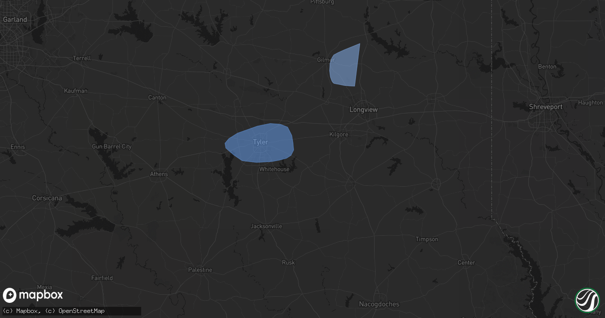 Hail map in Arp, TX on February 14, 2026