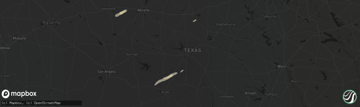 Hail map in Brownwood, TX on February 14, 2026