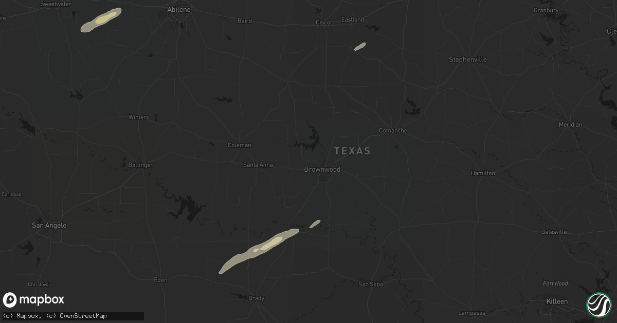 Hail map in Brownwood, TX on February 14, 2026