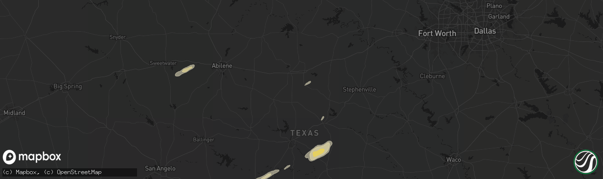 Hail map in Carbon, TX on February 14, 2026