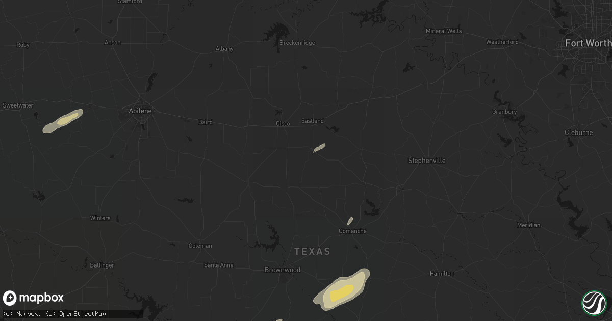 Hail map in Carbon, TX on February 14, 2026