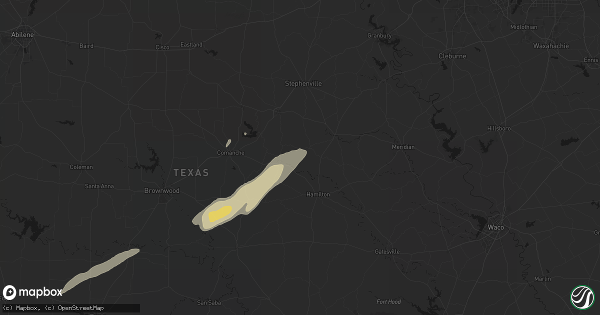 Hail map in Carlton, TX on February 14, 2026