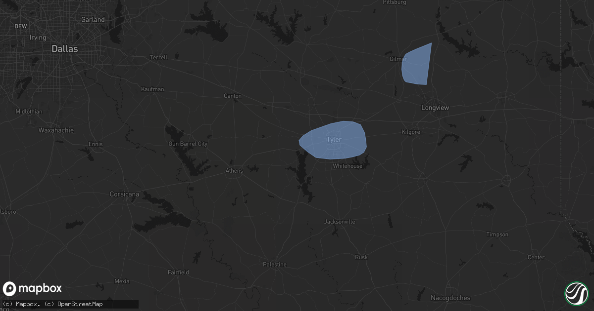 Hail map in Chandler, TX on February 14, 2026