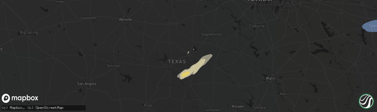 Hail map in Comanche, TX on February 14, 2026