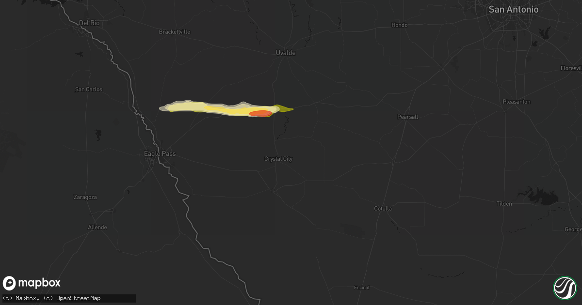 Hail map in Crystal City, TX on February 14, 2026