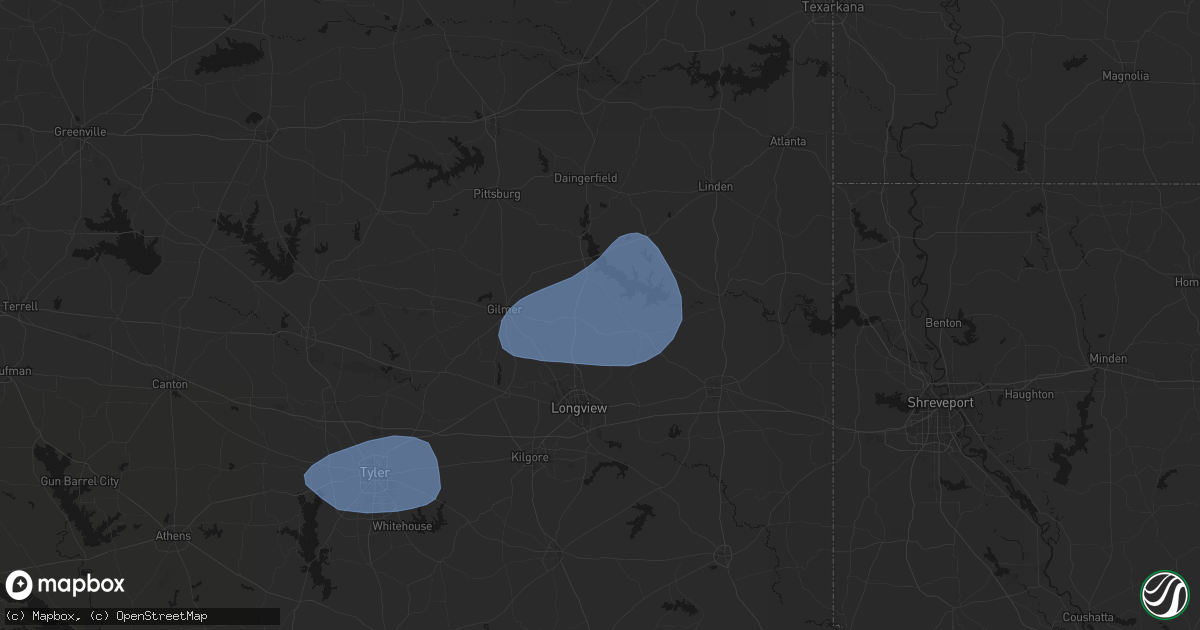 Hail map in Diana, TX on February 14, 2026