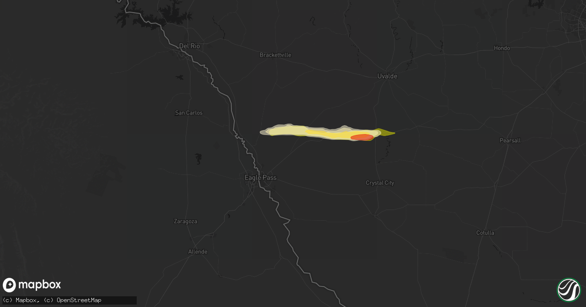 Hail map in Eagle Pass, TX on February 14, 2026