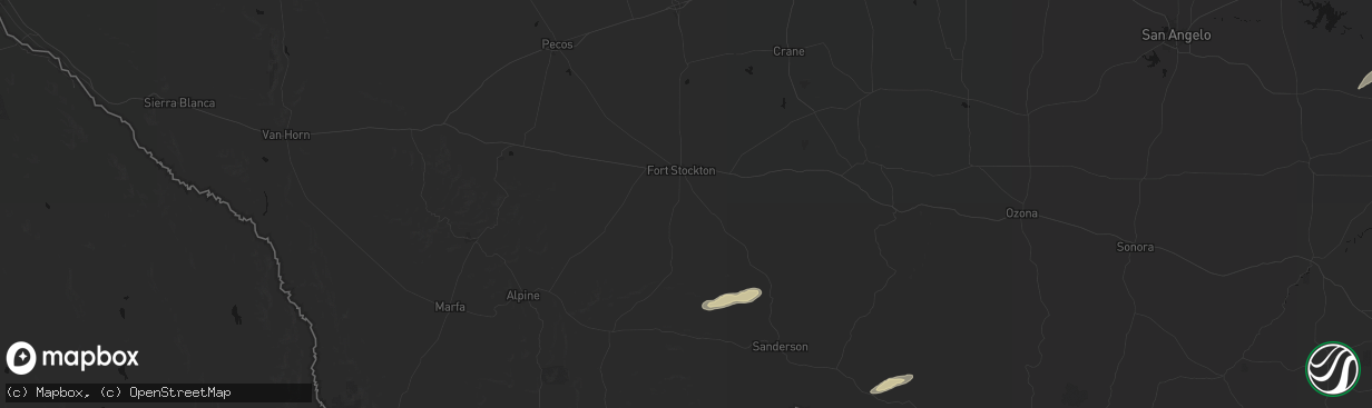 Hail map in Fort Stockton, TX on February 14, 2026