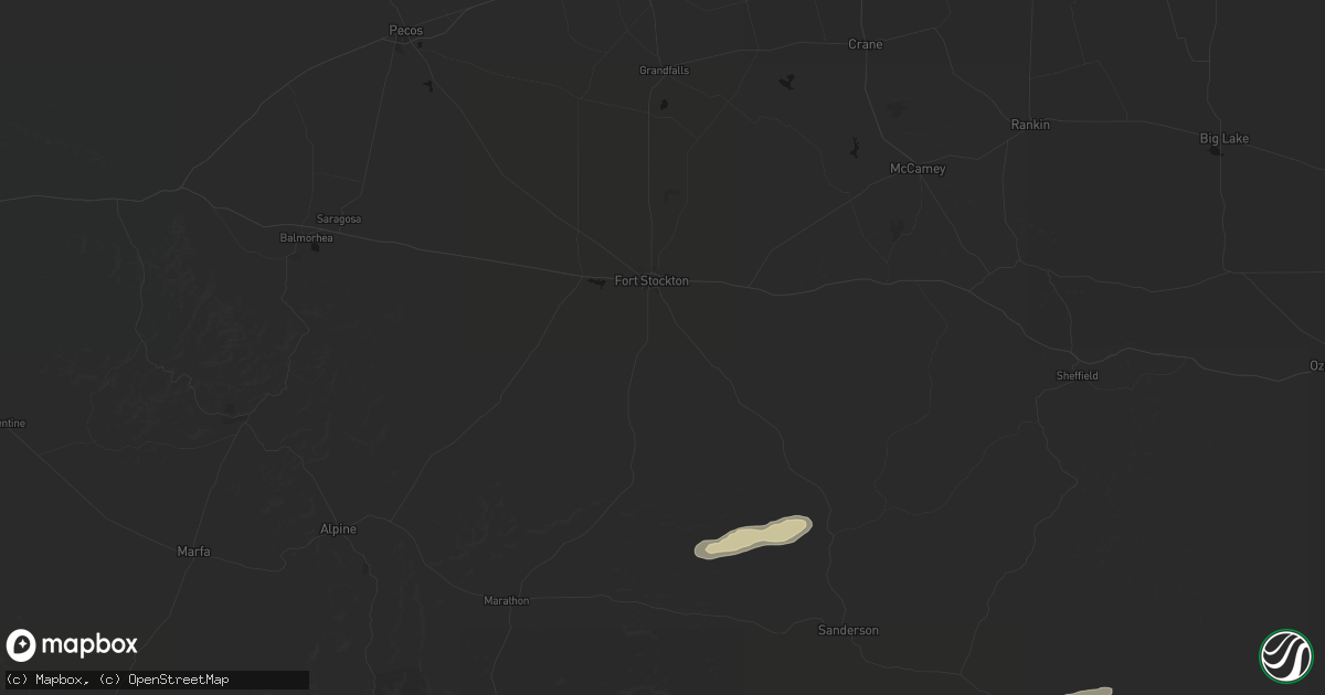 Hail map in Fort Stockton, TX on February 14, 2026