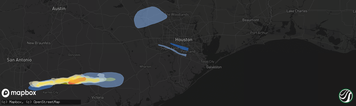 Hail map in Fresno, TX on February 14, 2026