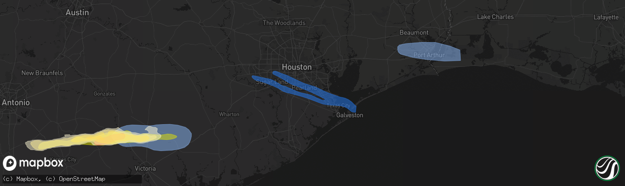 Hail map in Friendswood, TX on February 14, 2026