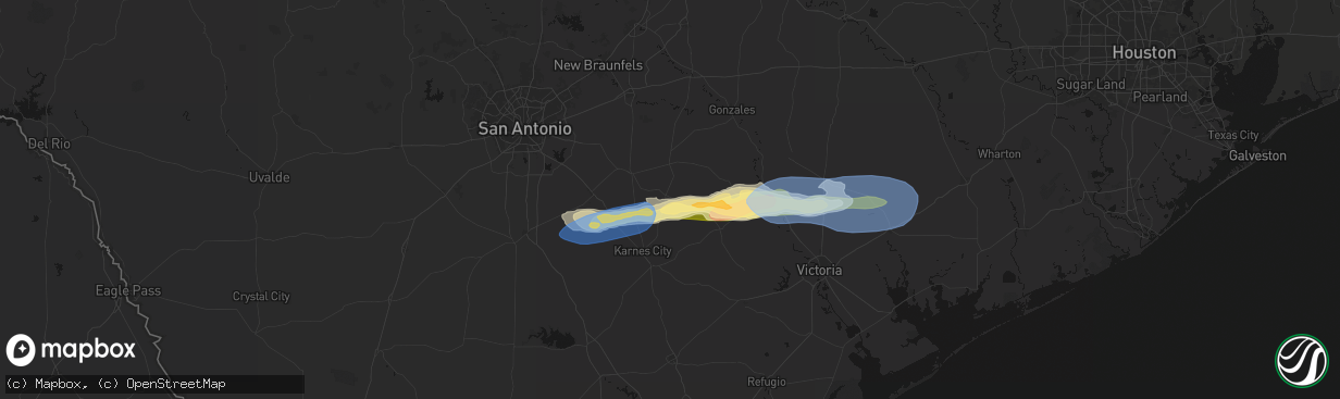 Hail map in Gillett, TX on February 14, 2026