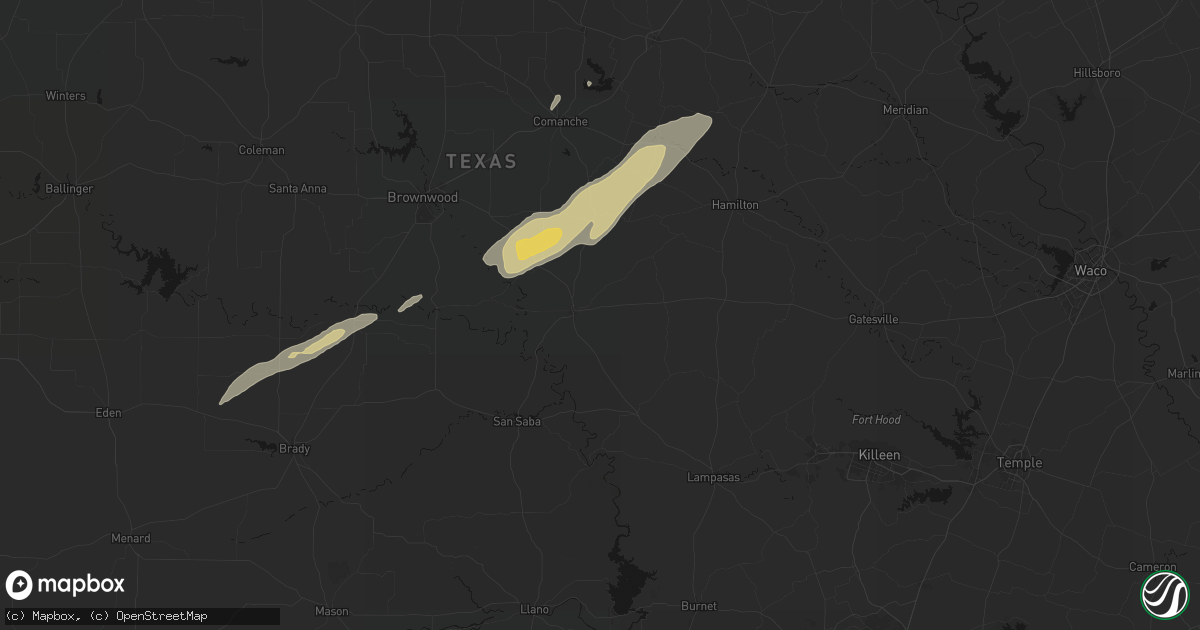 Hail map in Goldthwaite, TX on February 14, 2026