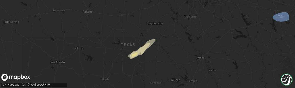 Hail map in Gustine, TX on February 14, 2026