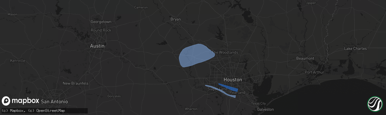 Hail map in Hempstead, TX on February 14, 2026