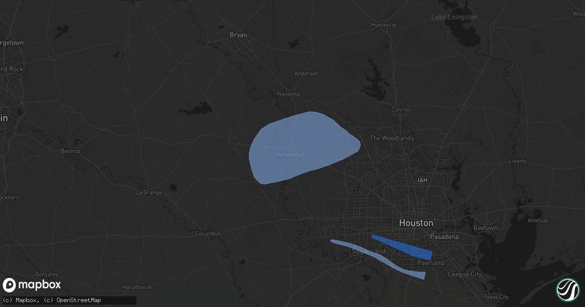Hail map in Hempstead, TX on February 14, 2026