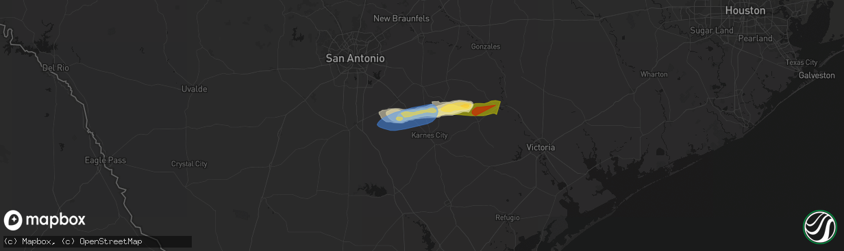 Hail map in Hobson, TX on February 14, 2026