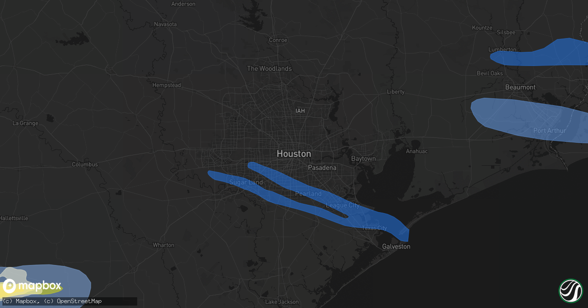 Hail map in Houston, TX on February 14, 2026