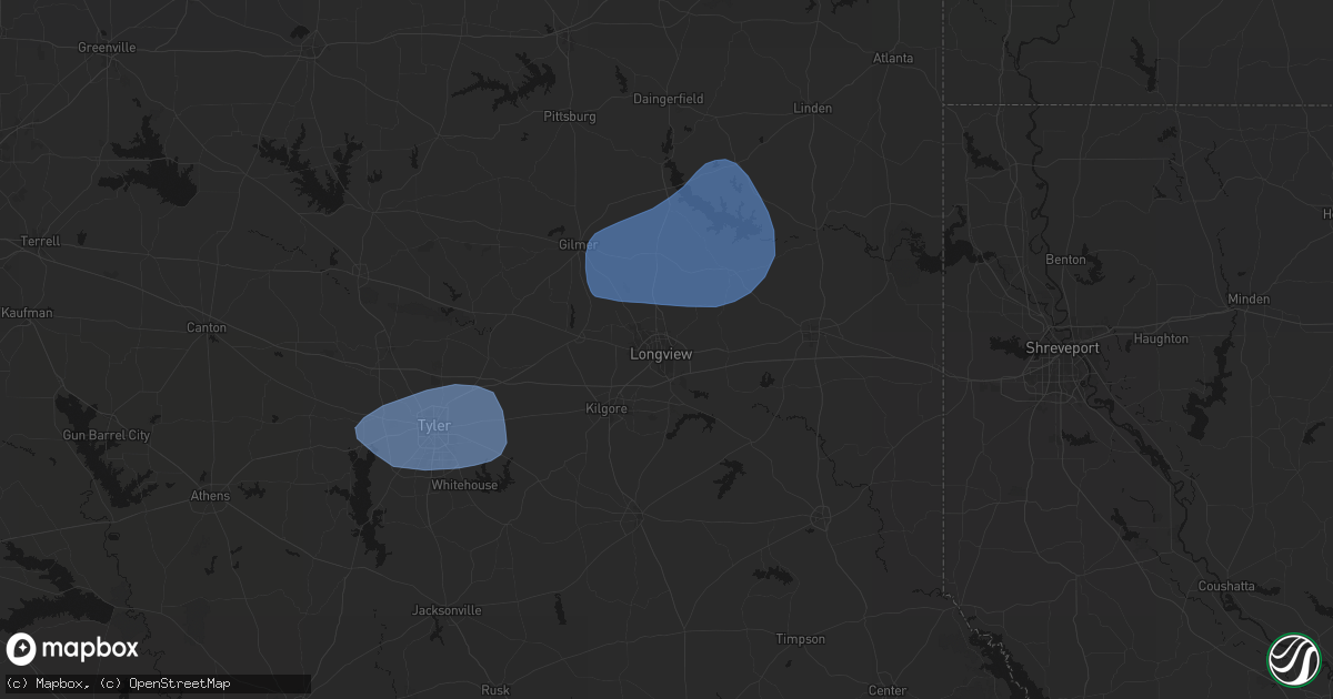 Hail map in Longview, TX on February 14, 2026