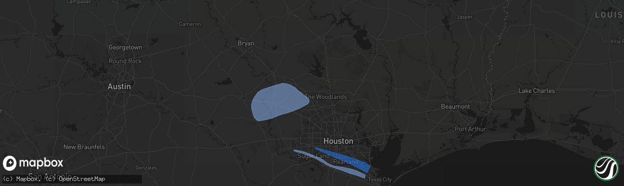 Hail map in Magnolia, TX on February 14, 2026