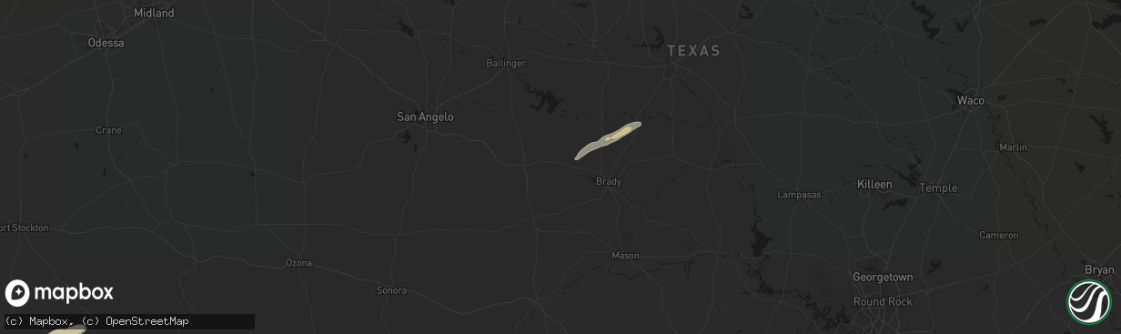 Hail map in Melvin, TX on February 14, 2026