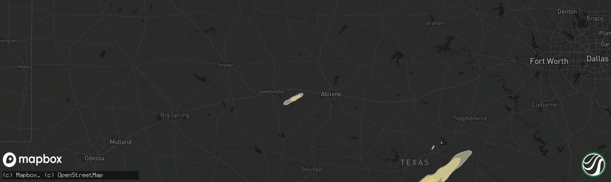 Hail map in Merkel, TX on February 14, 2026