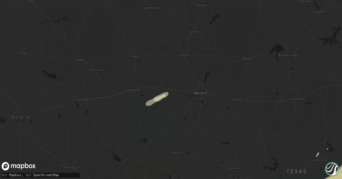 Hail map in Merkel, TX on February 14, 2026