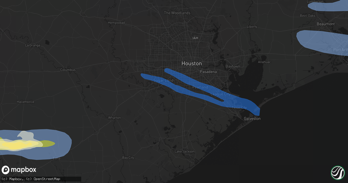 Hail map in Missouri City, TX on February 14, 2026