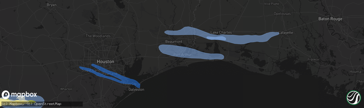Hail map in Port Arthur, TX on February 14, 2026