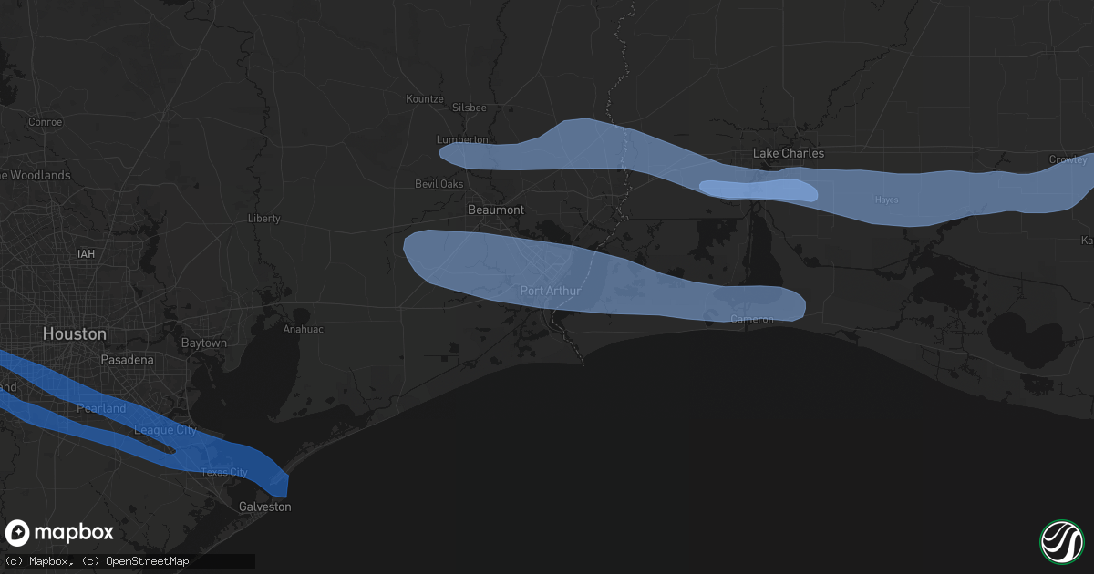 Hail map in Port Arthur, TX on February 14, 2026