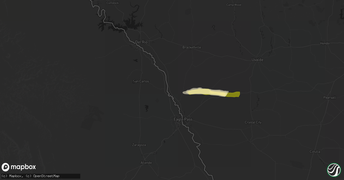 Hail map in Quemado, TX on February 14, 2026