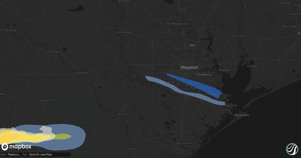 Hail map in Richmond, TX on February 14, 2026