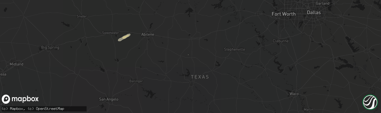 Hail map in Rising Star, TX on February 14, 2026