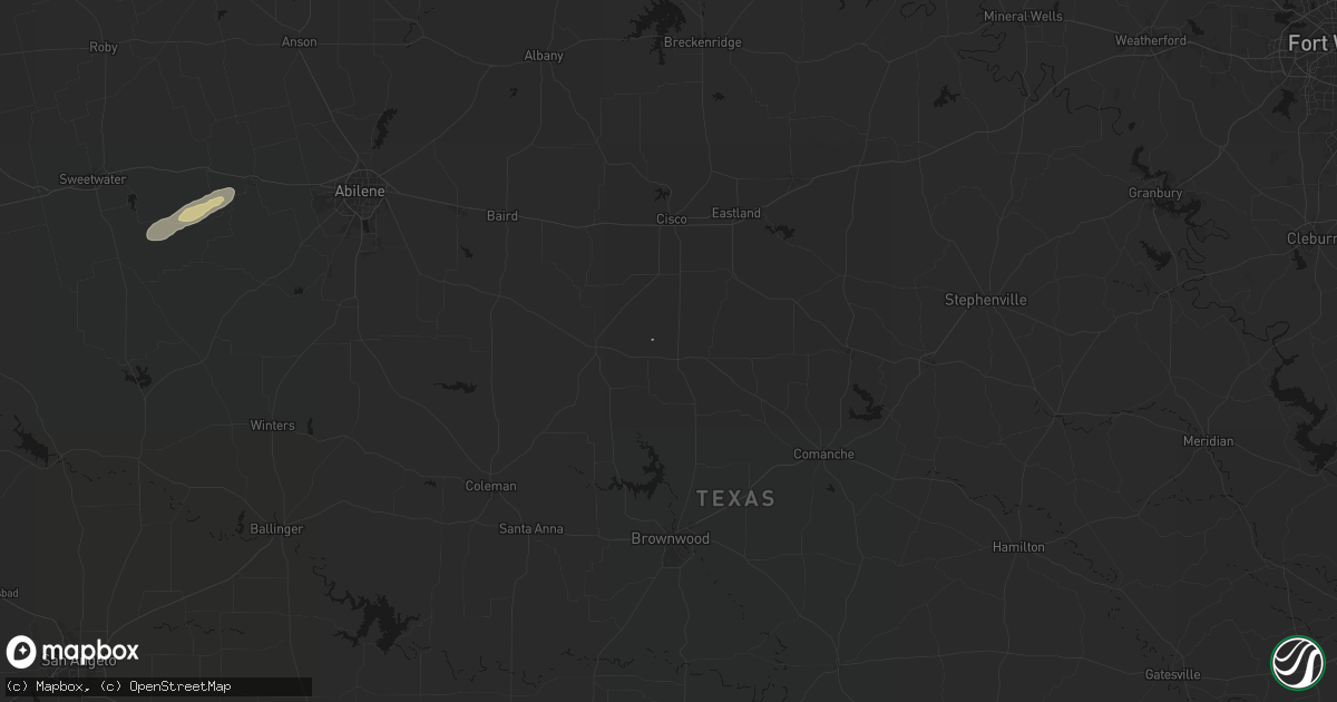 Hail map in Rising Star, TX on February 14, 2026