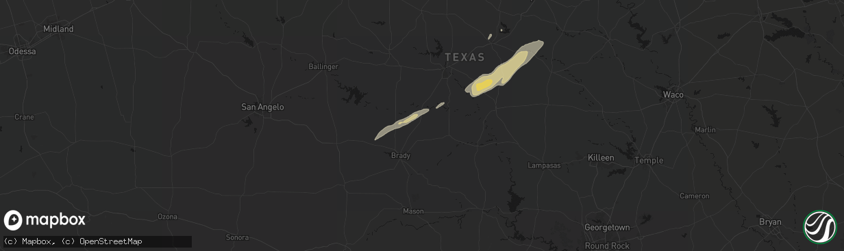 Hail map in Rochelle, TX on February 14, 2026