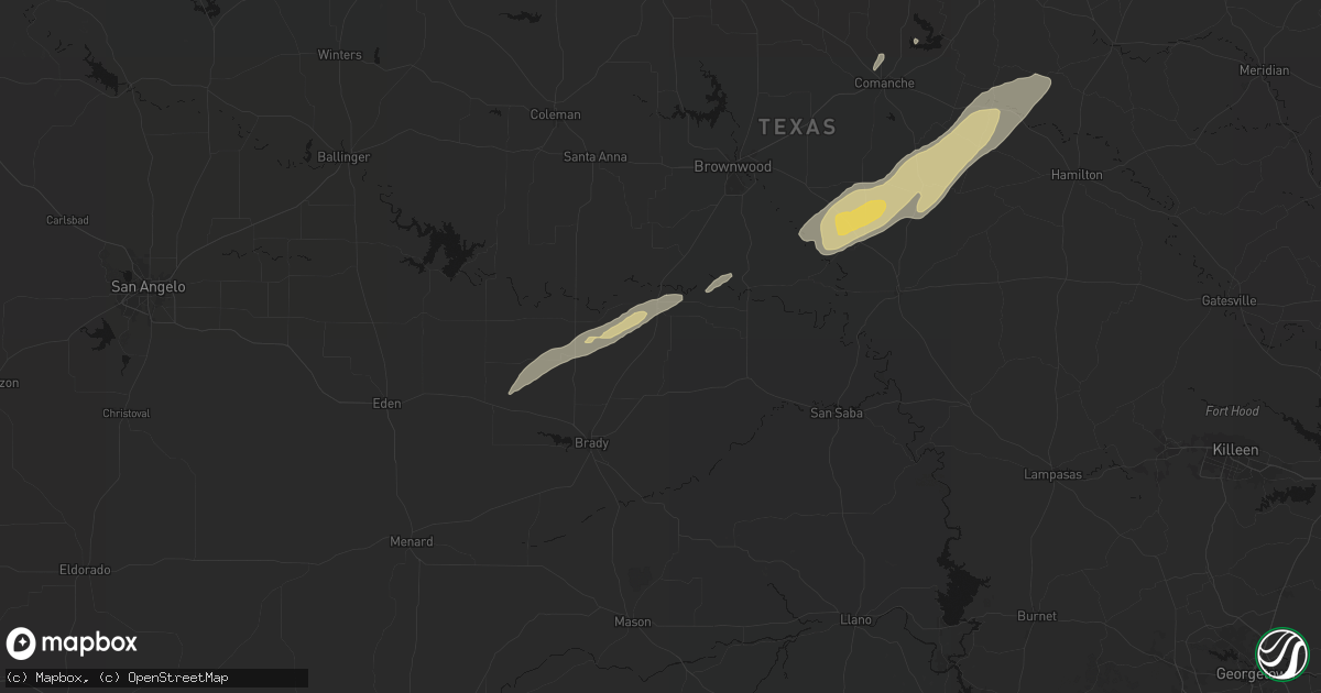 Hail map in Rochelle, TX on February 14, 2026