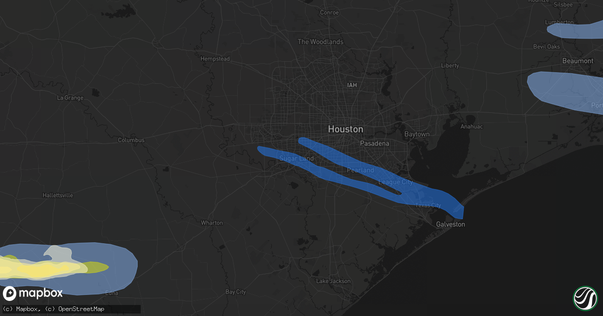 Hail map in Sugar Land, TX on February 14, 2026