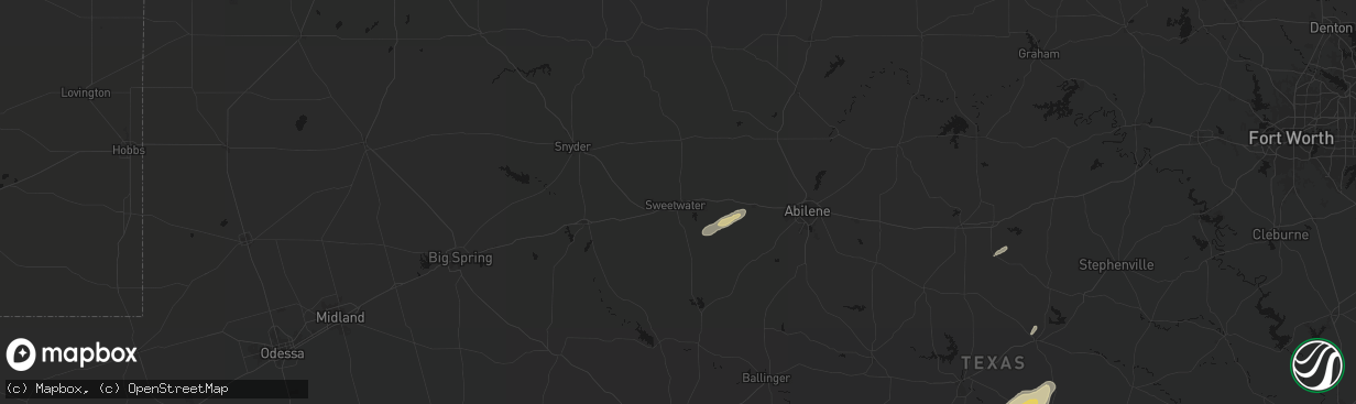 Hail map in Sweetwater, TX on February 14, 2026
