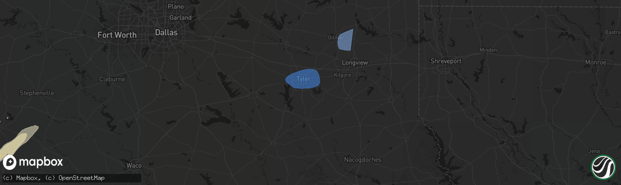 Hail map in Whitehouse, TX on February 14, 2026