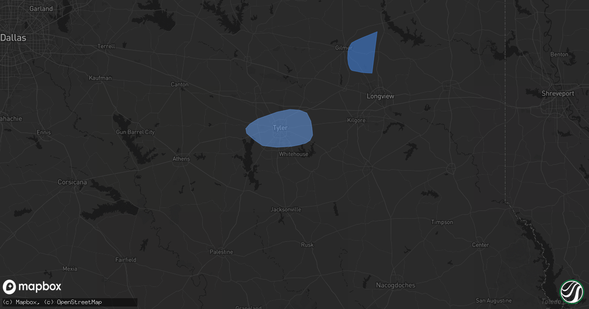 Hail map in Whitehouse, TX on February 14, 2026