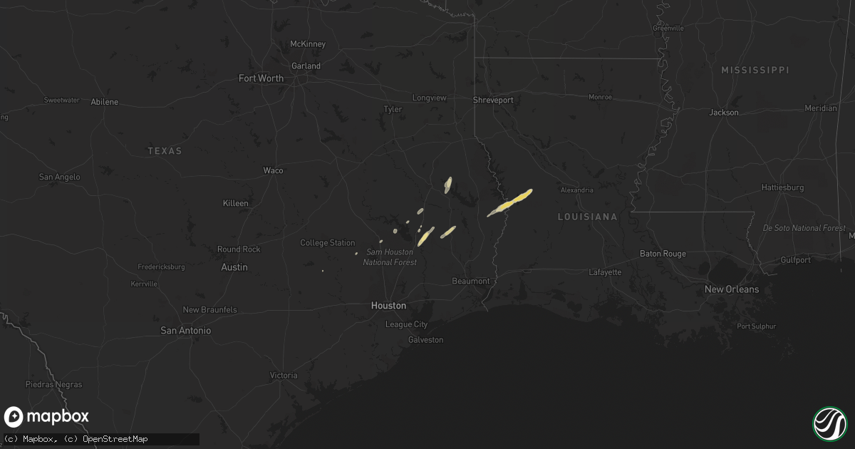 Hail map in Louisiana on February 15, 2012